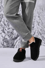 Letter M Suede Round Toe Slippers Black Woman Slippers