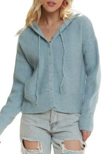 Light Blue Adora Hoodie Relaxed Fit with Button Front and Drawstring Hood