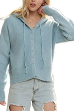 Light Blue Adora Hoodie Relaxed Fit with Button Front and Drawstring