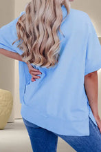 Light Blue America Sequin Oversized Tunic Top for Women Woman T Shirts