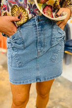 Light Blue Denim Mini Skirt with Bow Detail for Women