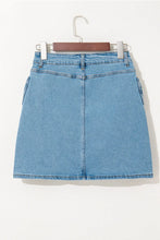 Light Blue Denim Mini Skirt with Bow Detail for Women
