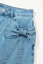Light Blue Denim Mini Skirt with Bow Detail for Women Woman Skirts