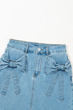 Light Blue Denim Mini Skirt with Bow Detail for Women Woman Skirts