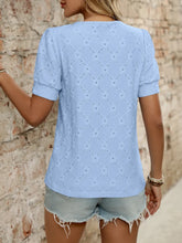 Light Blue Diamond Pattern Knit Blouse for Women