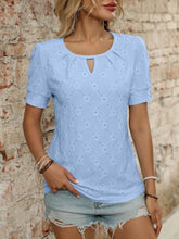 Light Blue Diamond Pattern Knit Blouse for Women