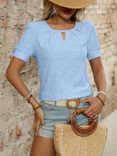 Light Blue Diamond Pattern Knit Blouse for Women