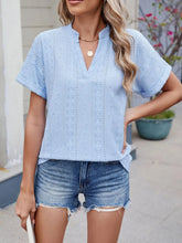 Light Blue Eyelet Blouse for Women