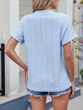 Light Blue Eyelet Blouse for Women Woman T Shirts