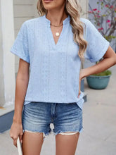 Light Blue Eyelet Blouse for Women Woman T Shirts
