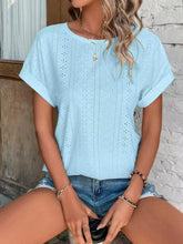 Light Blue Eyelet T-Shirt for Women