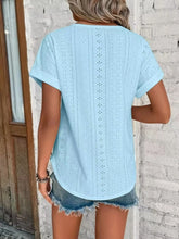 Light Blue Eyelet T-Shirt for Women
