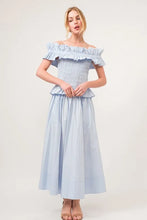 Light Blue Flowing Elastic Back A-Line Midi Skirt