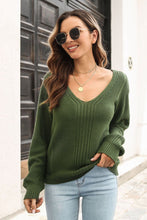 Light Blue Long Sleeve Knit Sweater with Scoop Neck Army Green