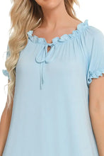 Light Blue Off Shoulder Nightgown with Lace Trim Sleep Dresses