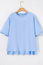 Light Blue Oversized Layered T-Shirt for Women Woman T Shirts