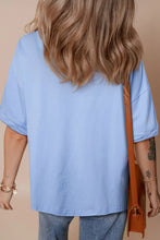 Light Blue Oversized Layered T-Shirt for Women