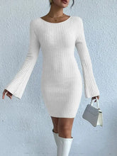 Light Blue Ribbed Knit Sweater Dress for Women Woman Sweater Dresses