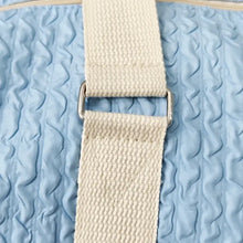 Light Blue Textured Duffel and Tote Travel Bag with White Straps Travel Bags