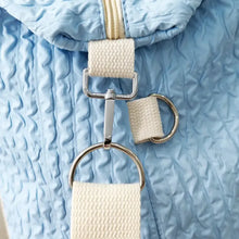 Light Blue Textured Duffel and Tote Travel Bag with White Straps Travel Bags