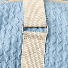 Light Blue Textured Duffel and Tote Travel Bag with White Straps Travel Bags