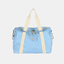 Light Blue Textured Duffel and Tote Travel Bag with White Straps Pastel Blue One Size Travel Bags