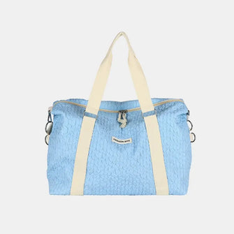 Light Blue Textured Duffel and Tote Travel Bag with White Straps Pastel Blue One Size Travel Bags