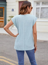 Light Blue Textured Womens Top with Stretch