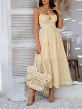 Light Blue Tiered Maxi Sundress with Smocked and Ruched Details Maxi Dresses