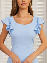 Light Blue Tiered Midi Dress with Back Tie
