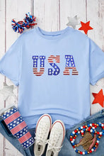 Light Blue USA Sequin Oversized T-Shirt for Women Woman T Shirts