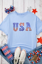 Light Blue USA Sequin Oversized T-Shirt for Women