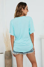 Light Blue V-Neck Oversized T-Shirt for Women Woman T Shirts