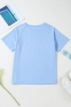 Light Blue Womens T Shirt with Colorful Stripes