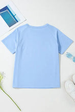 Light Blue Womens T Shirt with Colorful Stripes Woman T Shirts