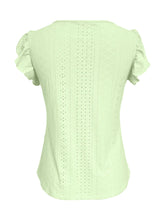 Light Green Eyelet Flutter Sleeve Blouse for Women