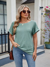 Light Green Eyelet Patterned Top for Women