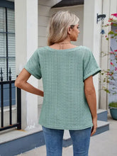 Light Green Eyelet Patterned Top for Women Woman T Shirts
