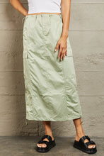 Light Green High Waist Cargo Midi Skirt for Women Light Green