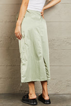 Light Green High Waist Cargo Midi Skirt for Women