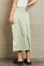 Light Green High Waist Cargo Midi Skirt for Women Woman Skirts