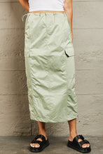 Light Green High Waist Cargo Midi Skirt for Women