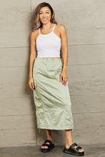 Light Green High Waist Cargo Midi Skirt for Women
