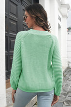 Light Green Knit Sweater with Long Sleeve Length for Women