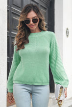 Light Green Knit Sweater with Long Sleeve Length for Women Light Green