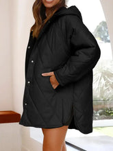 Light Green Quilted Hooded Button Up Coat for Women Woman Outerwear