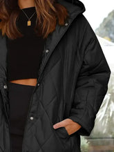 Light Green Quilted Hooded Button Up Coat for Women Woman Outerwear