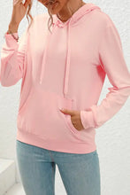 Light pink drawstring long sleeve hoodie with kangaroo pocket