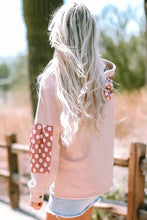 Light pink star long sleeve hoodie with pink floral bell sleeves and open back