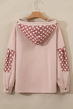 Light pink star long sleeve hoodie with floral applique and drawstring hood